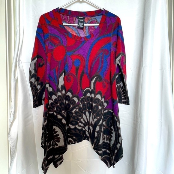 Premise Tops - Premise/ multi colored high low quarter length sweater top​​​​​​​​​​​​